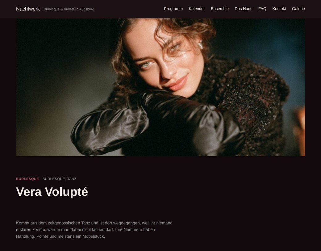 Ensemble-Akteur-Seite mit Portrait, Bio und kommenden Auftritten