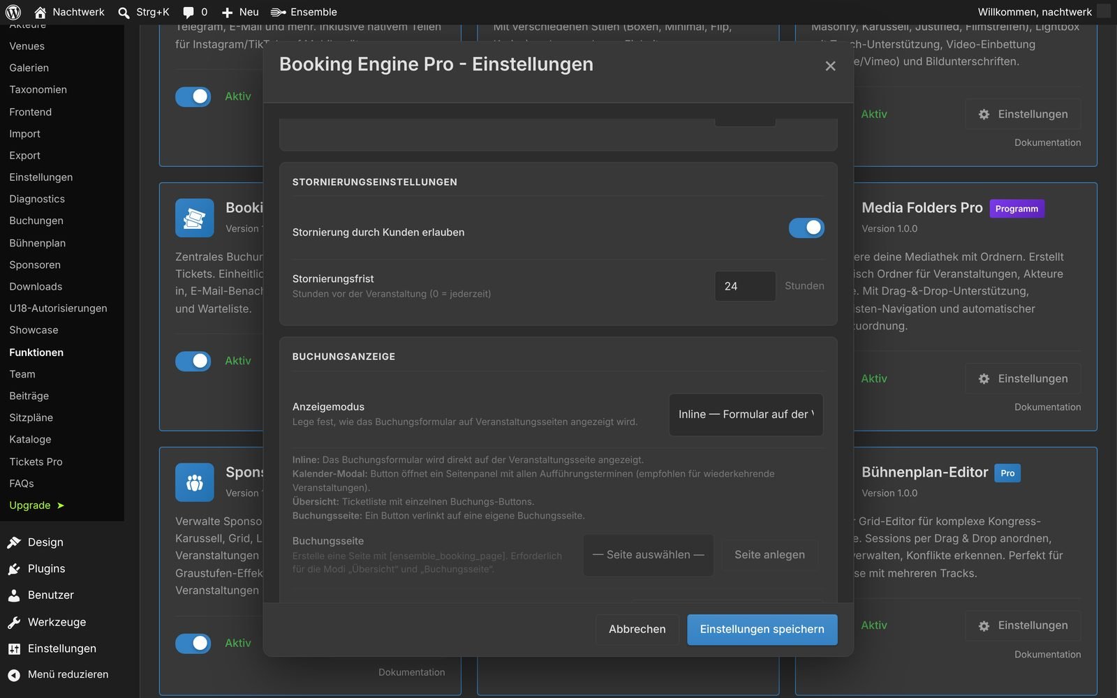 Einstellung Anzeigemodus