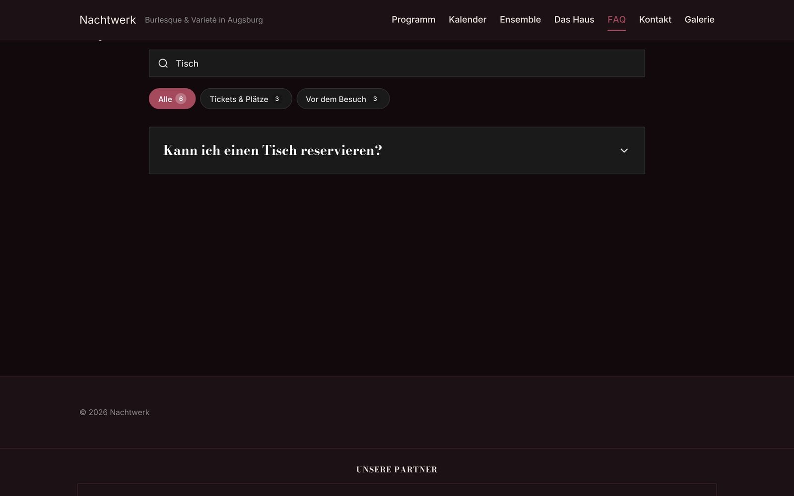 FAQ im Frontend mit Suche