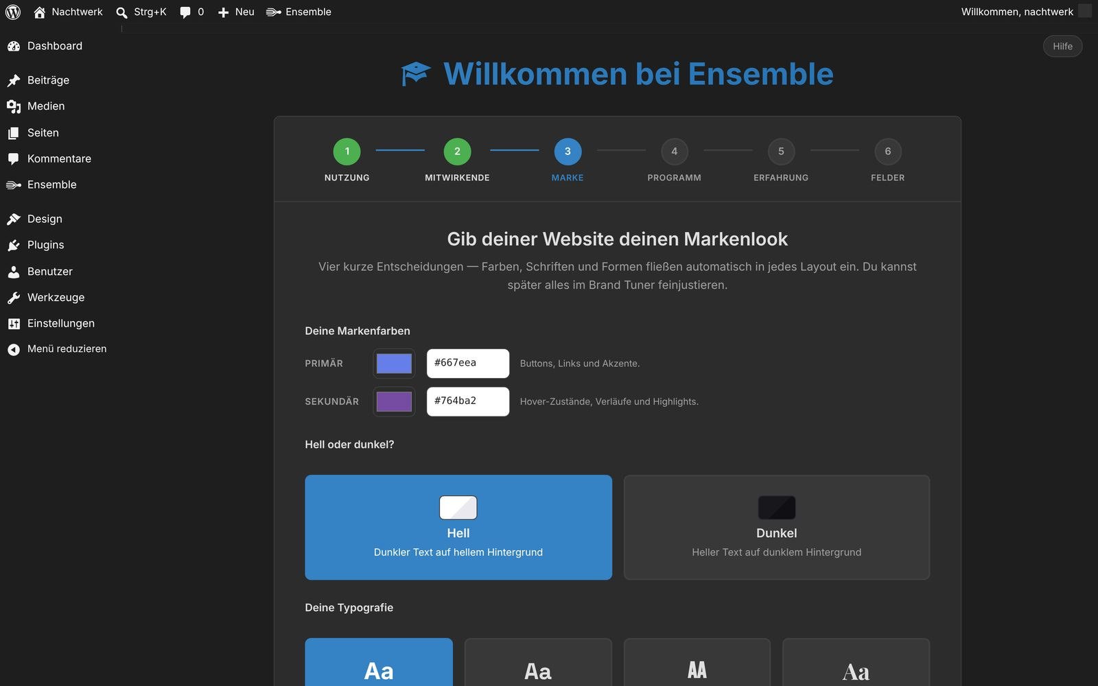 Schritt 3, die vier Marken-Entscheidungen