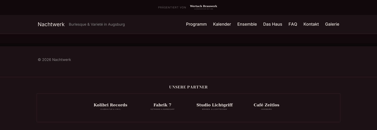 Hauptsponsor im Kopfbereich und Partnerleiste im Footer