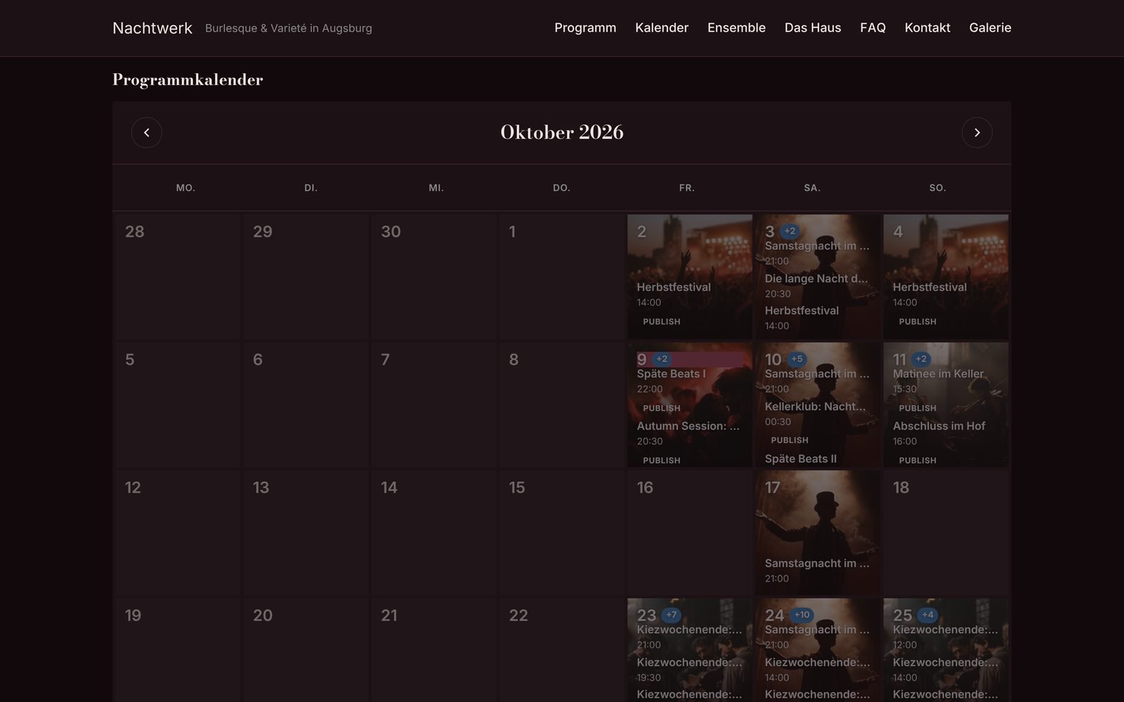 Visueller Kalender im Oktober