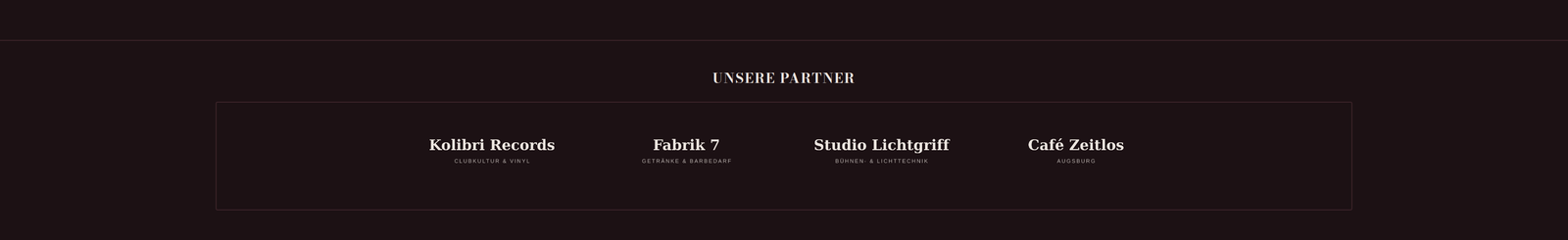 Nebeneinander: Partner-Reihe auf einer Seite und ein Abendsponsor in der Seitenspalte einer Veranstaltungsseite.