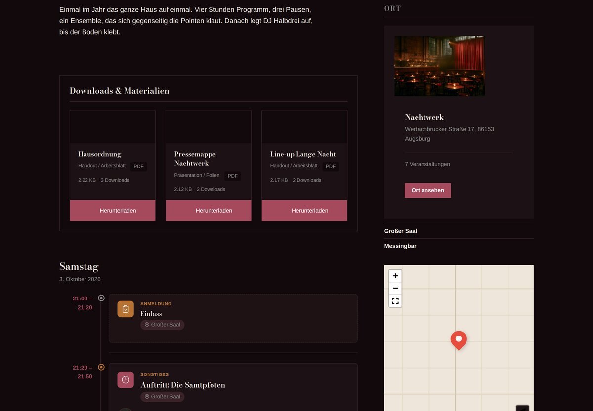 Beispiel eines personalisierten Themes: Einzelveranstaltung im Noir-Look